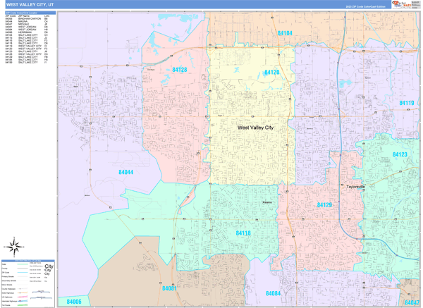 West Valley City City Digital Map Color Cast Style
